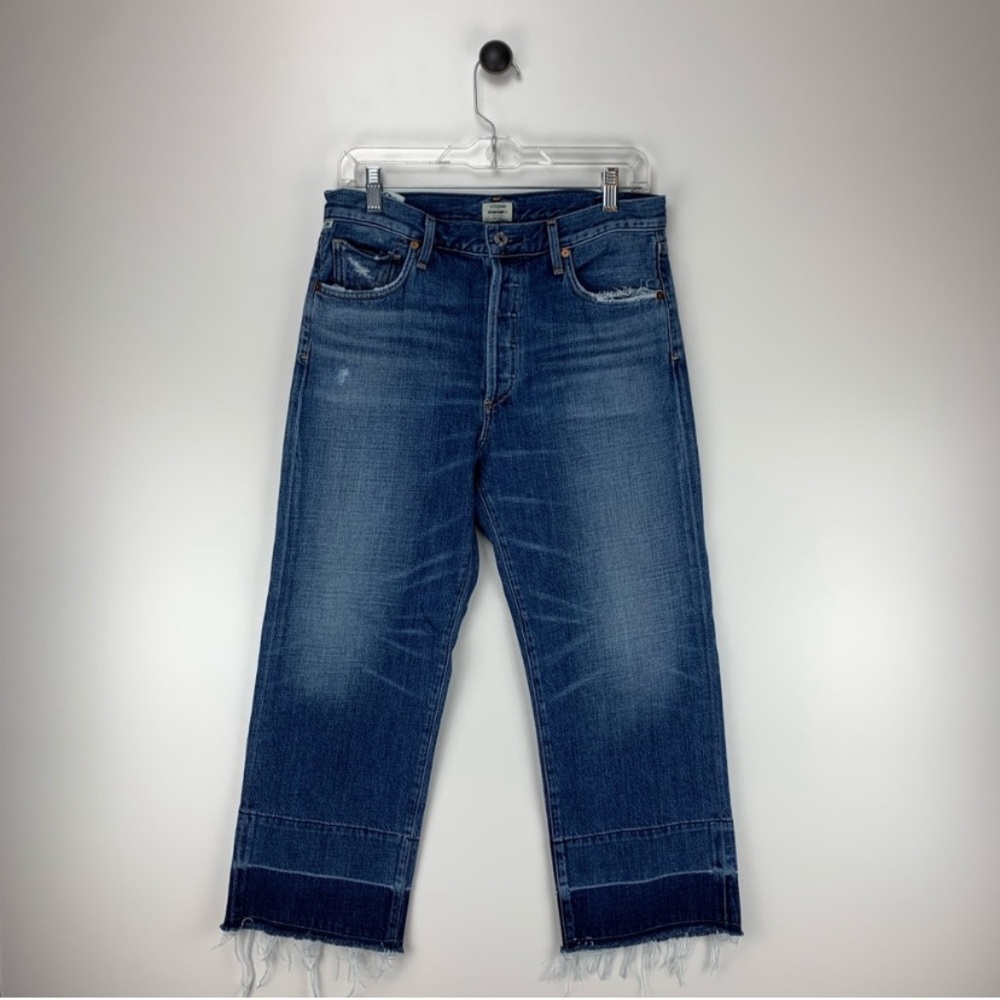 Citizens of Humanity Cora Crop Relaxed Raw Undone Hem Premium Vintage Jeans 28